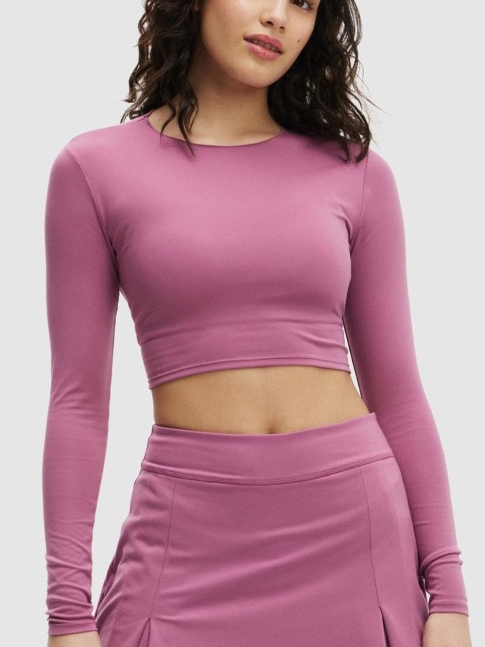 Cotton On Body Mauve Long Sleeve Crop Top